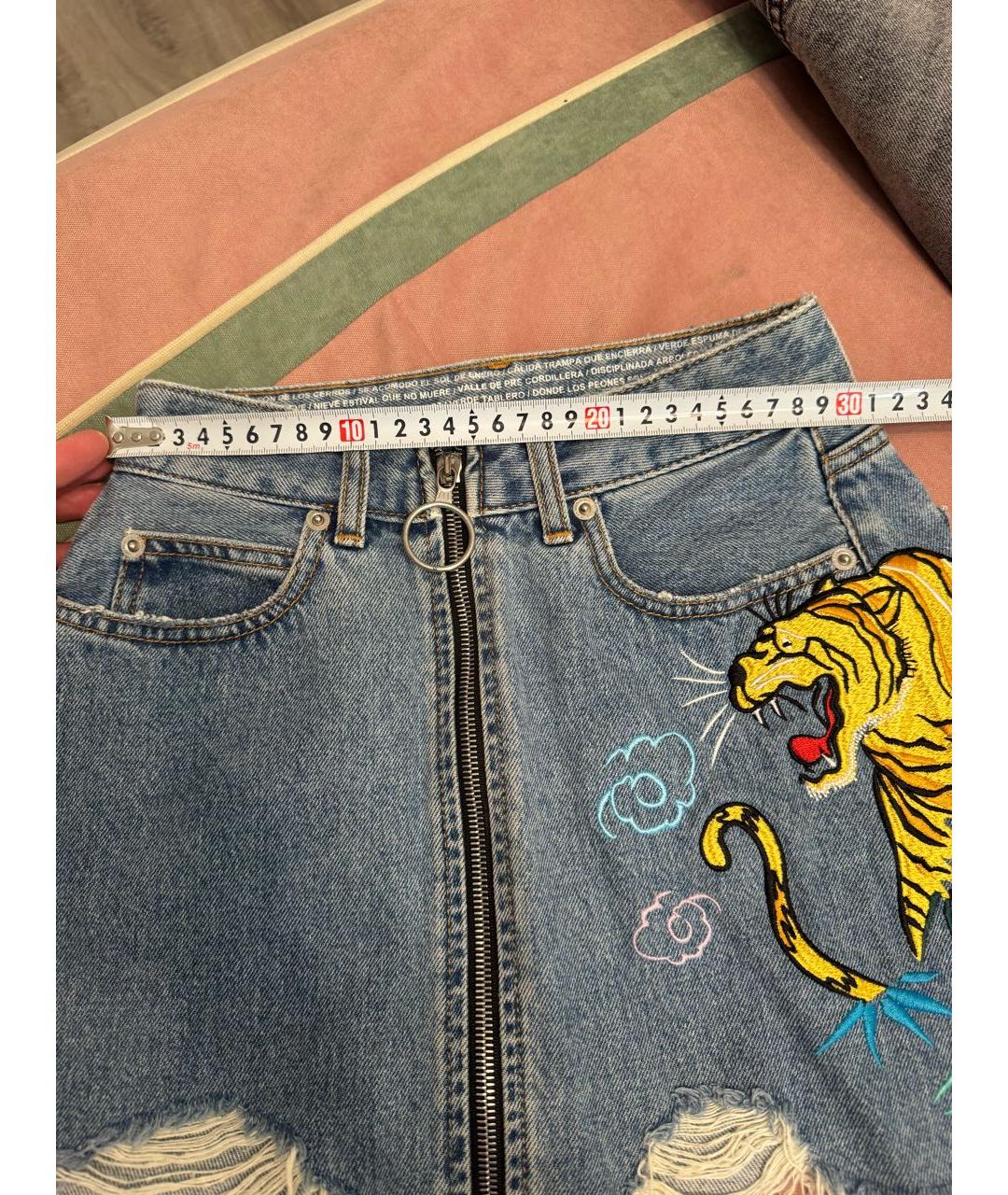 MARCELO BURLON Голубая деним юбка мини, фото 6