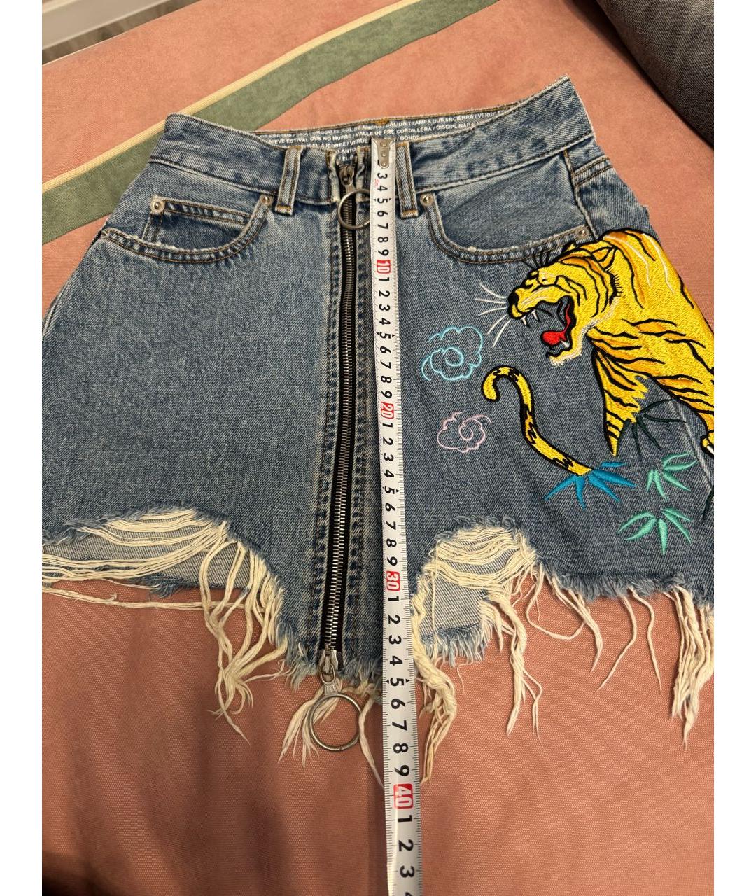 MARCELO BURLON Голубая деним юбка мини, фото 5