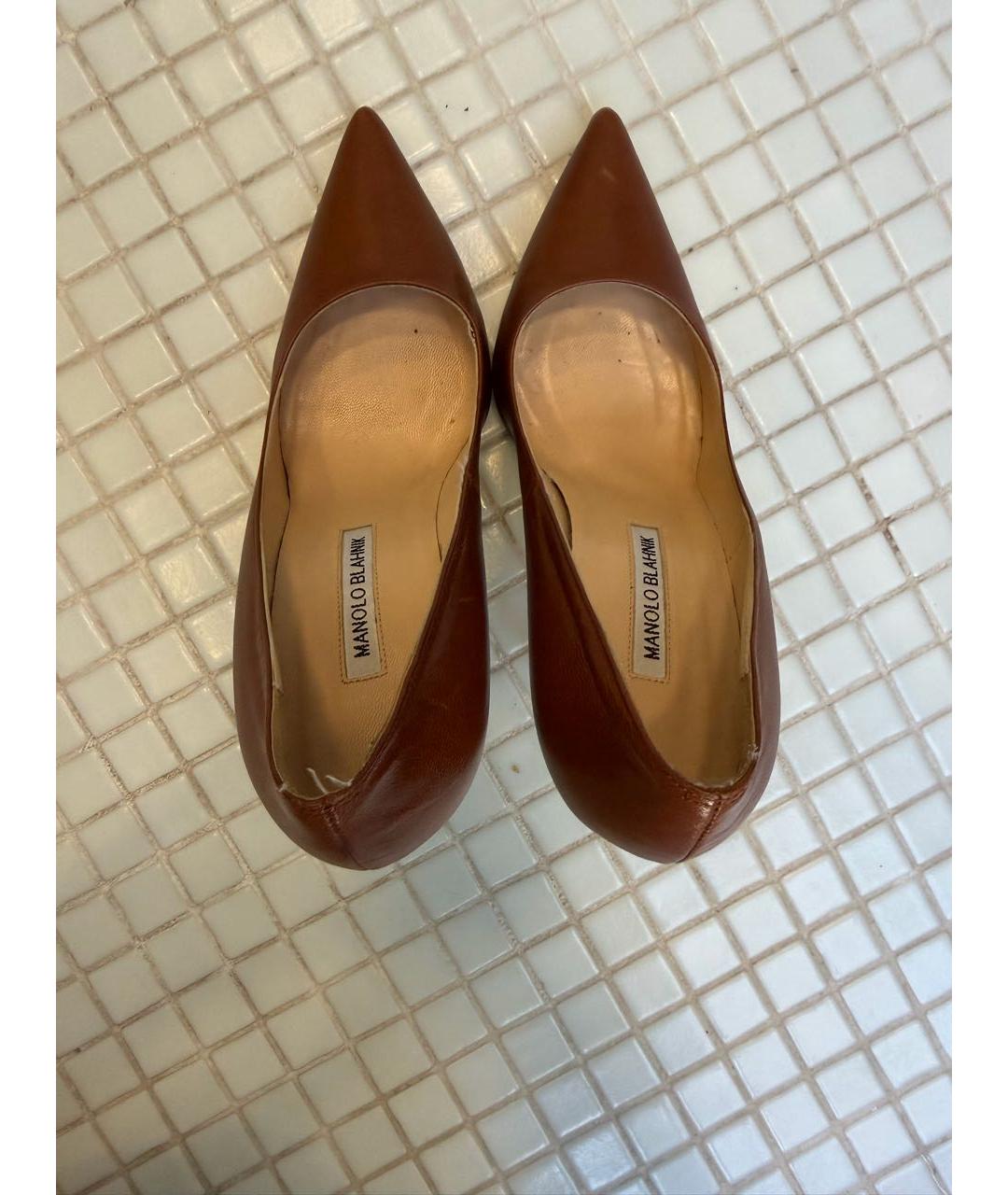 MANOLO BLAHNIK Коричневые кожаные туфли, фото 3