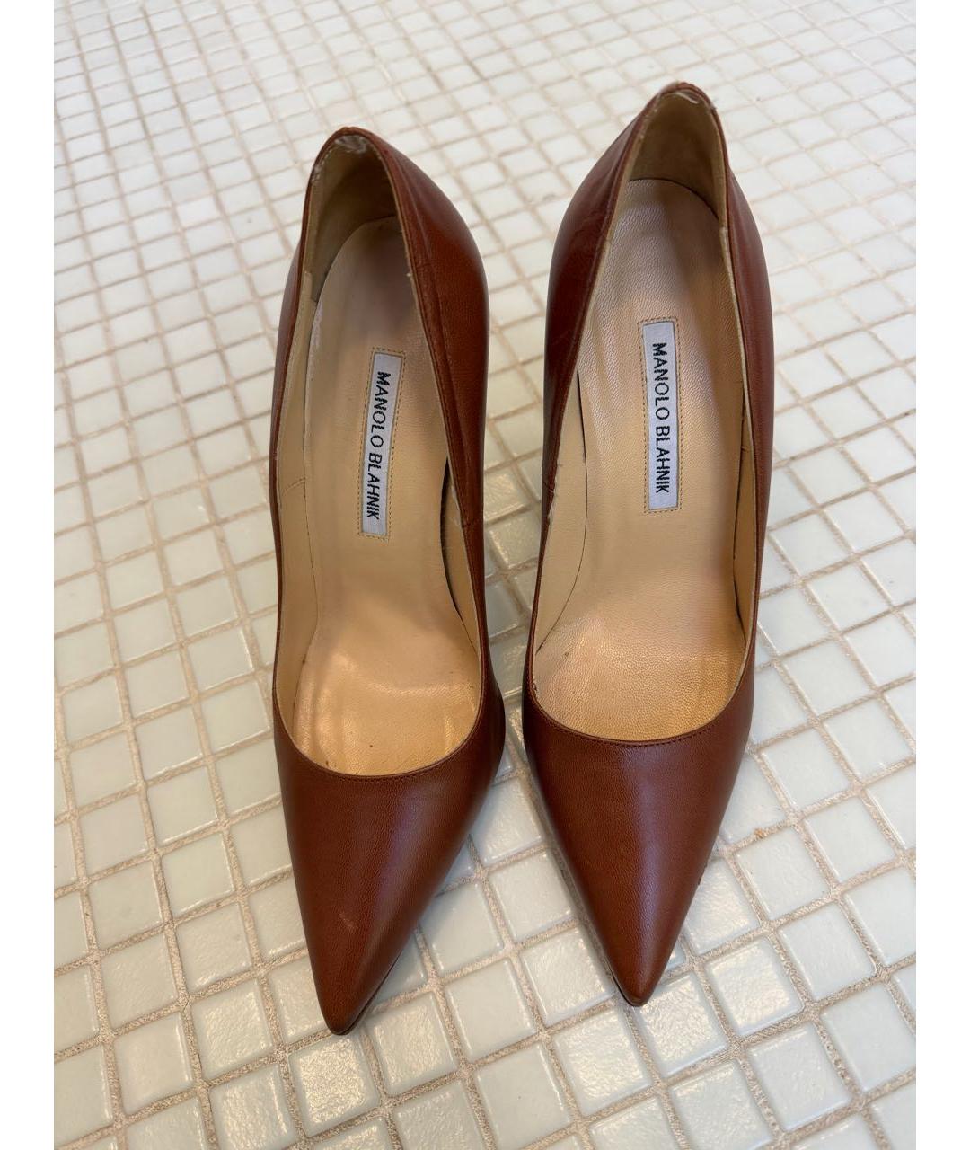 MANOLO BLAHNIK Коричневые кожаные туфли, фото 2