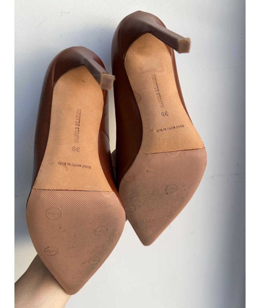 MANOLO BLAHNIK Коричневые кожаные туфли, фото 5