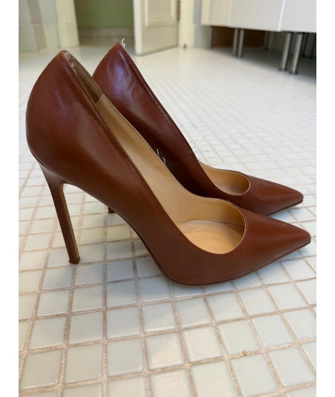 MANOLO BLAHNIK Коричневые кожаные туфли, фото 6