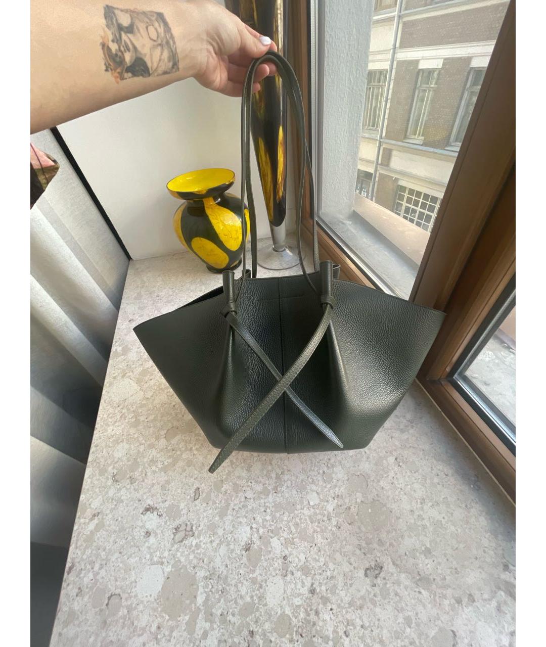 YUZEFI Зеленая кожаная сумка тоут, фото 6