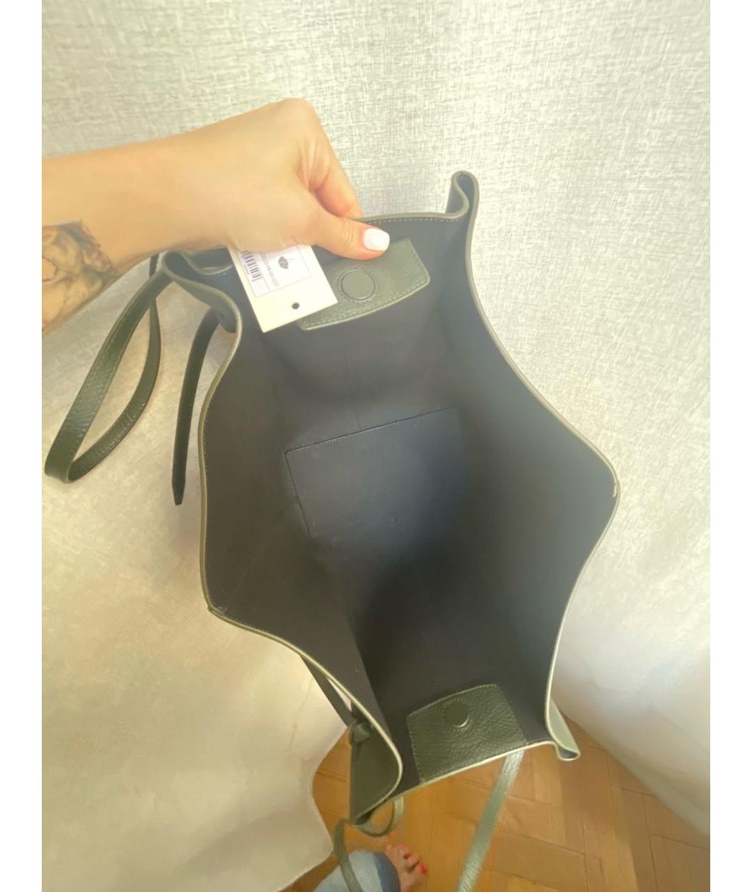 YUZEFI Зеленая кожаная сумка тоут, фото 4