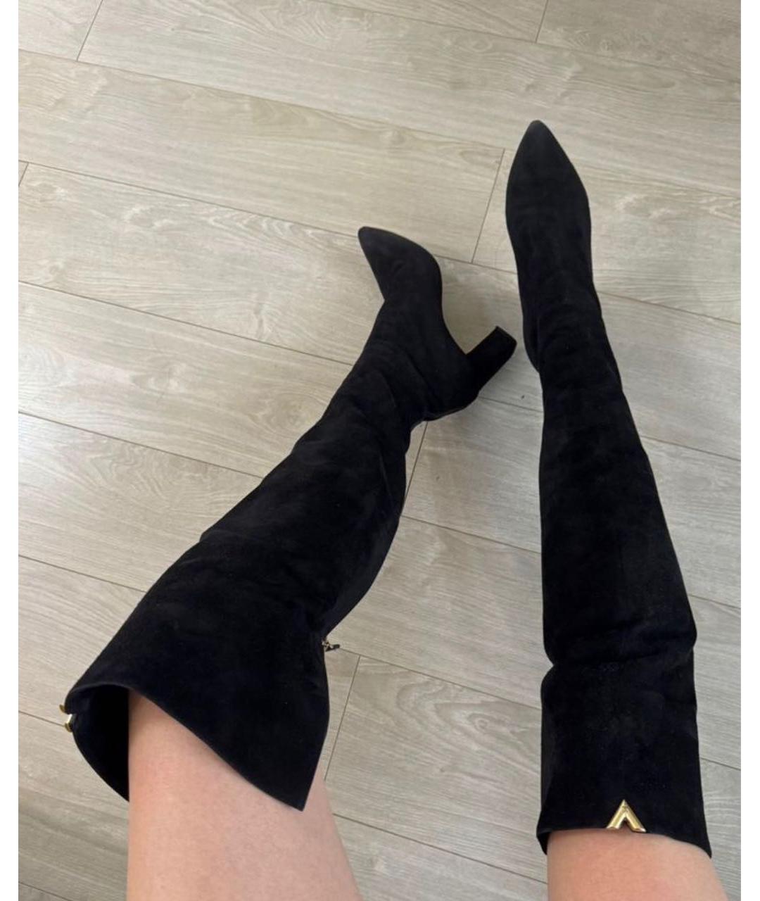 LOUIS VUITTON Черные замшевые сапоги, фото 4