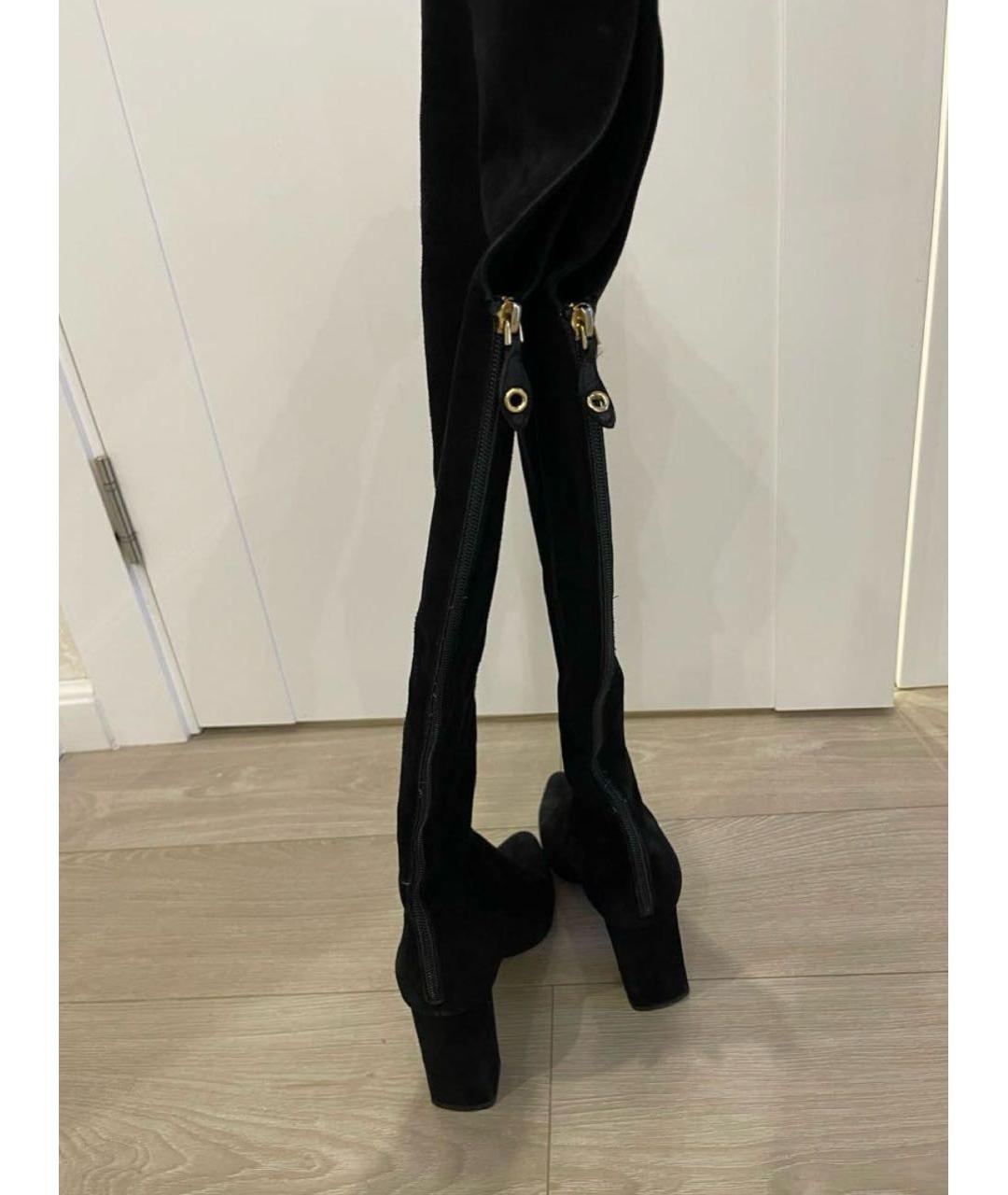LOUIS VUITTON Черные замшевые сапоги, фото 8