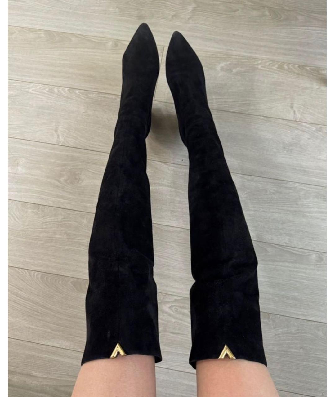 LOUIS VUITTON Черные замшевые сапоги, фото 2