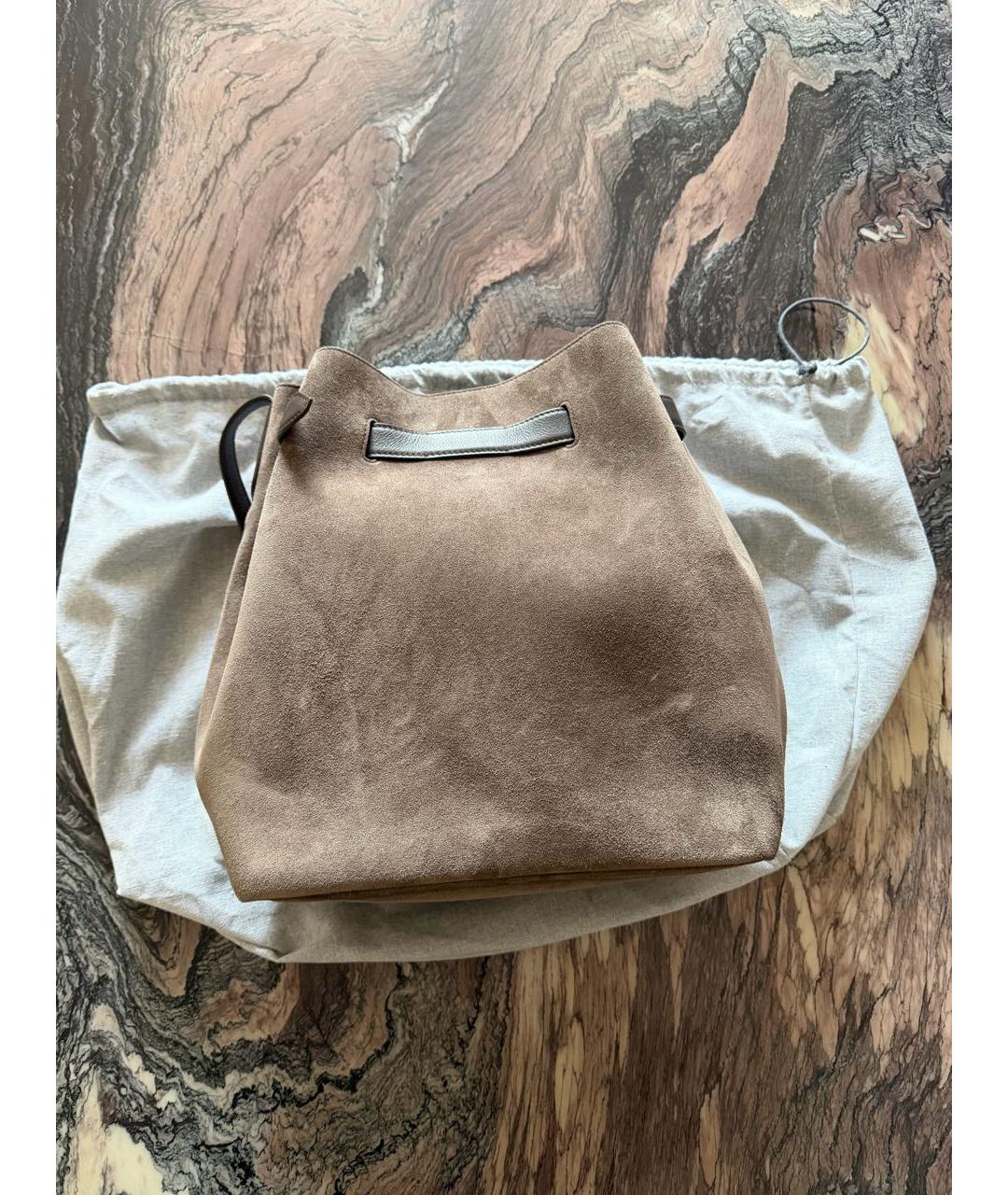 BRUNELLO CUCINELLI Коричневая замшевая сумка тоут, фото 5