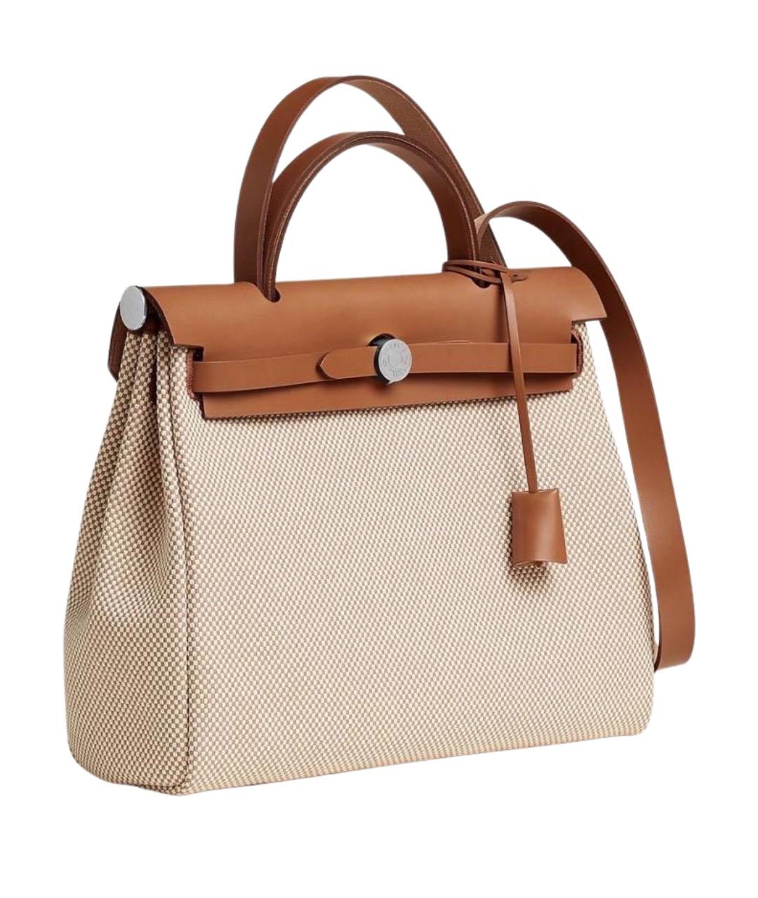 HERMES Бежевая тканевая сумка через плечо, фото 1