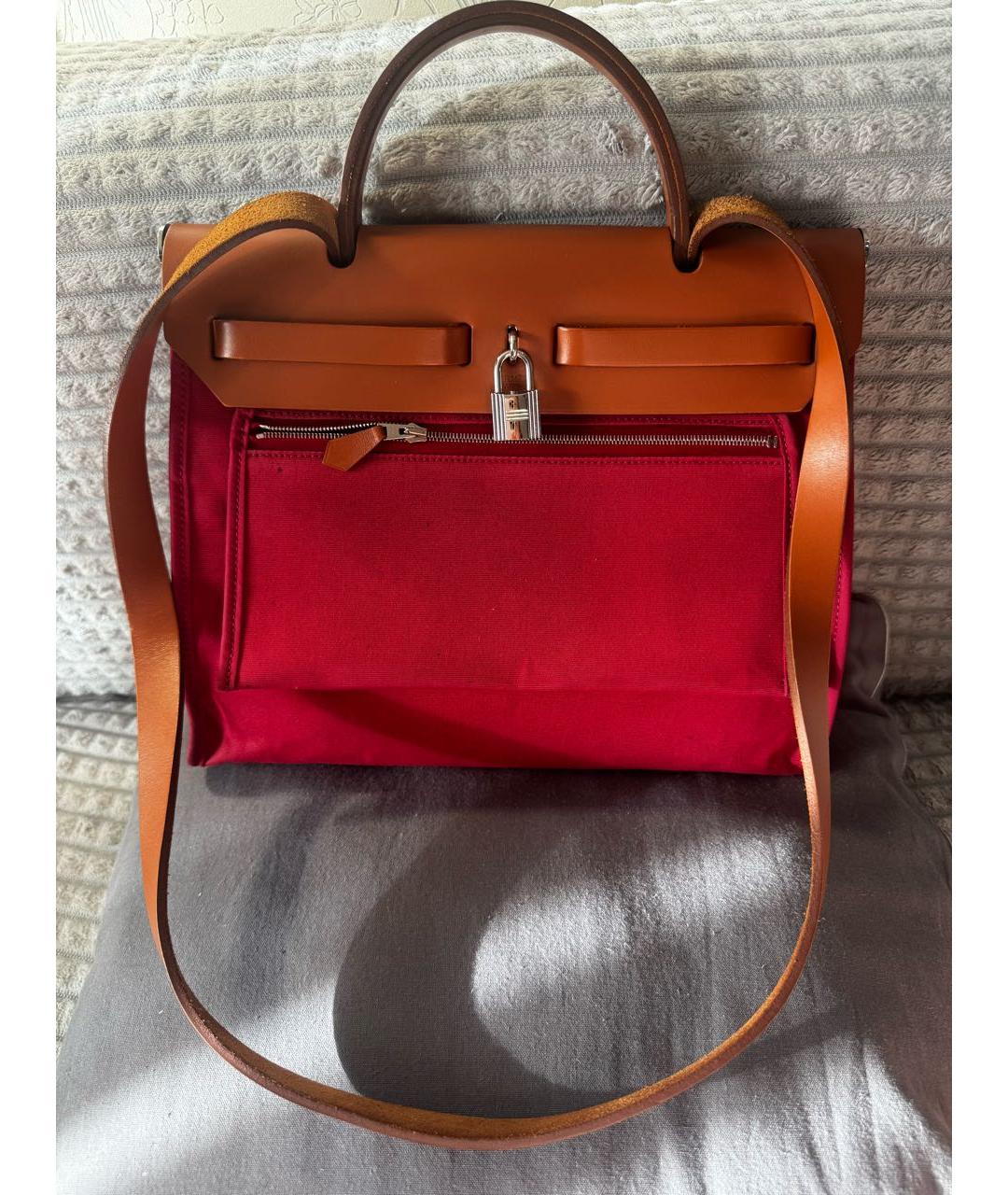 HERMES Розовая тканевая сумка через плечо, фото 4