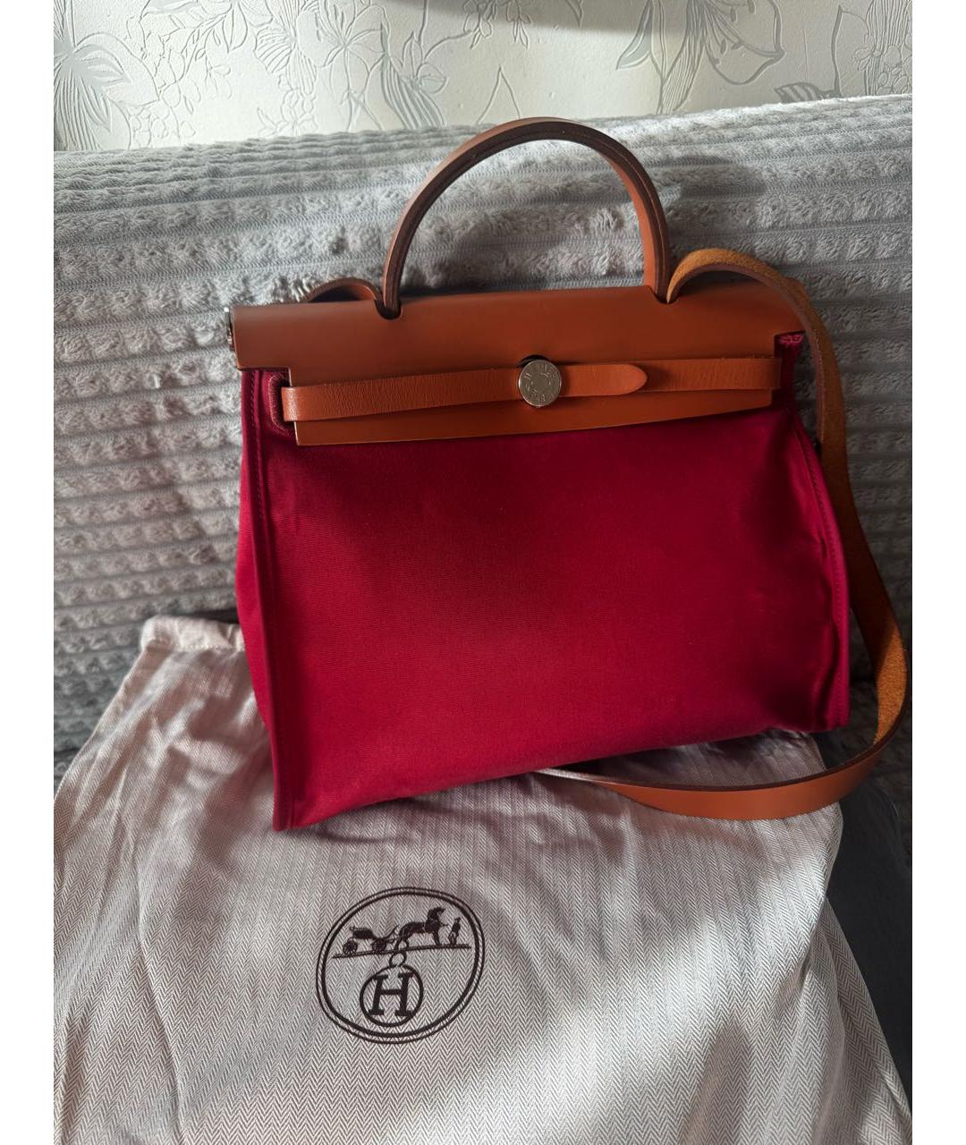 HERMES Розовая тканевая сумка через плечо, фото 2