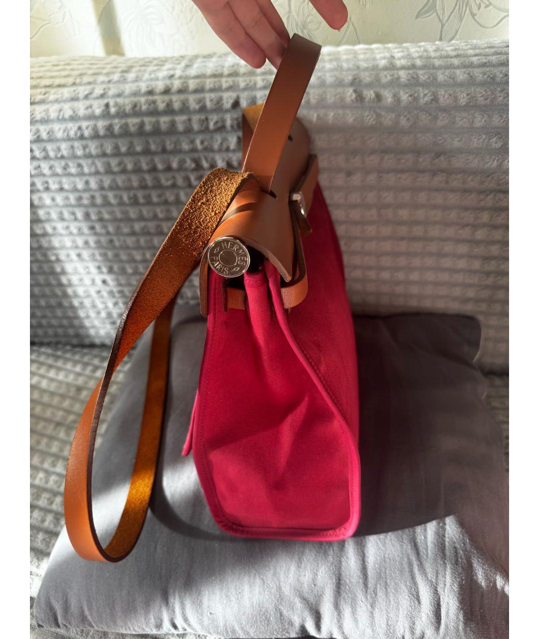 HERMES Розовая тканевая сумка через плечо, фото 5