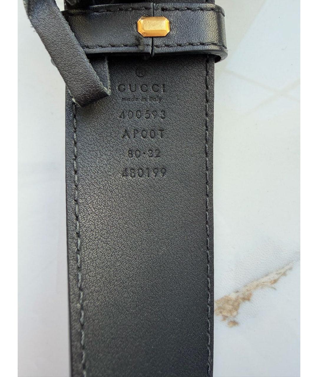 GUCCI Черный кожаный ремень, фото 3