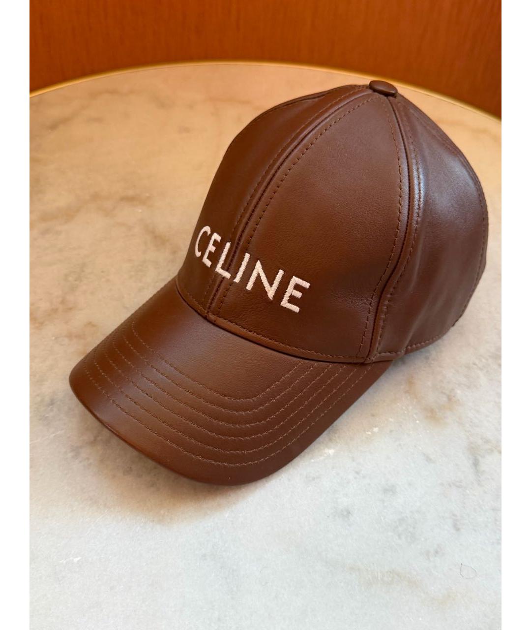 CELINE Коричневая кожаная кепка, фото 7