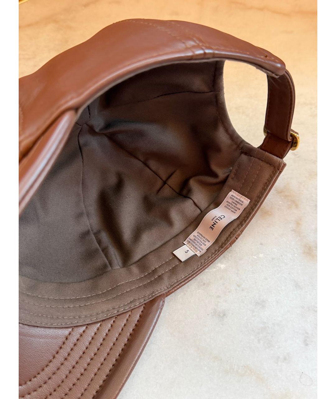 CELINE Коричневая кожаная кепка, фото 3