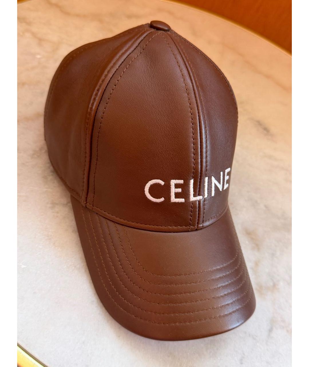 CELINE Коричневая кожаная кепка, фото 2