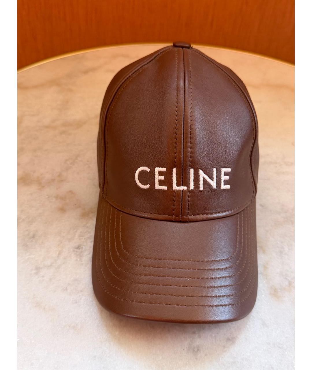 CELINE Коричневая кожаная кепка, фото 5
