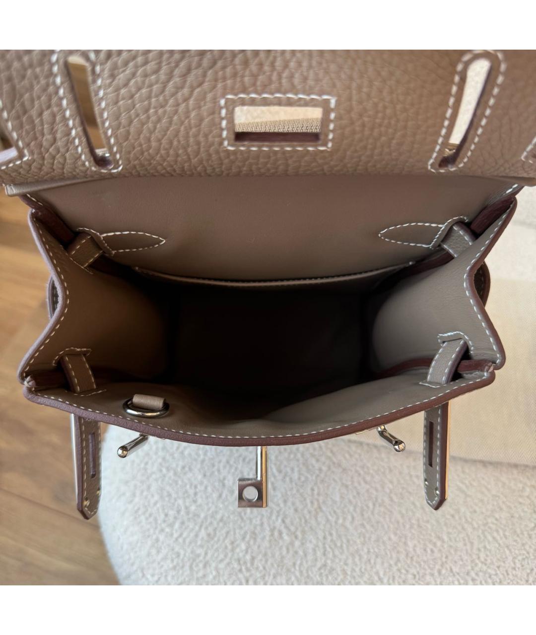 HERMES Бежевая кожаная сумка на плечо, фото 7