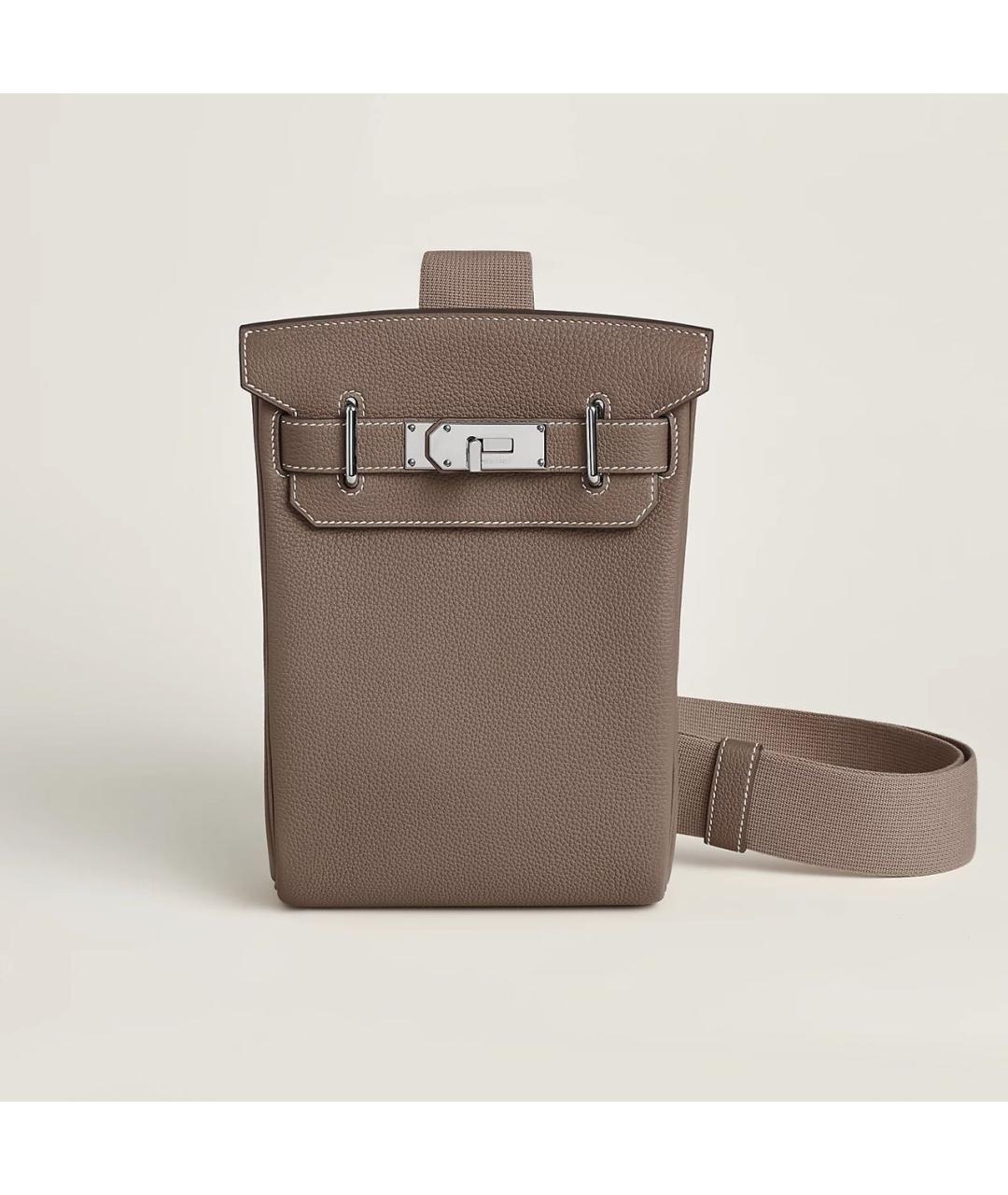 HERMES Бежевая кожаная сумка на плечо, фото 9