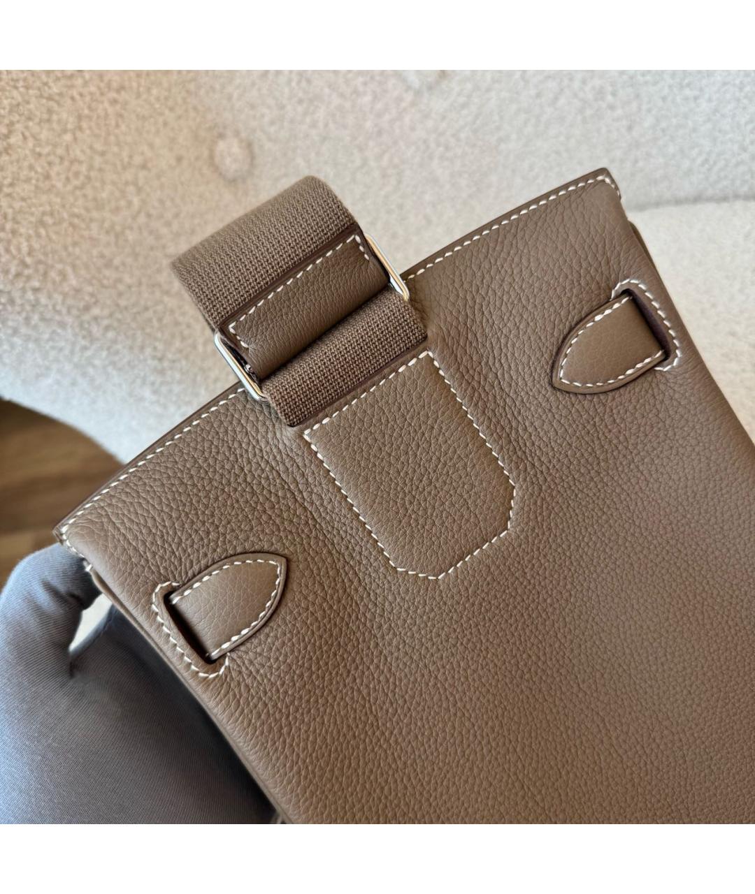 HERMES Бежевая кожаная сумка на плечо, фото 4