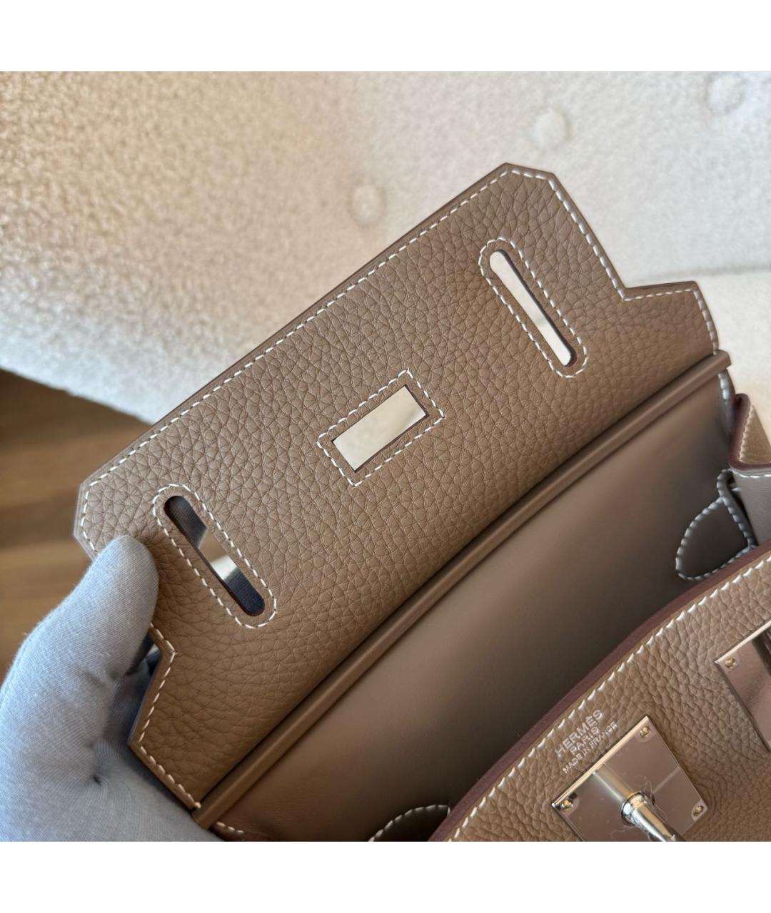 HERMES Бежевая кожаная сумка на плечо, фото 6
