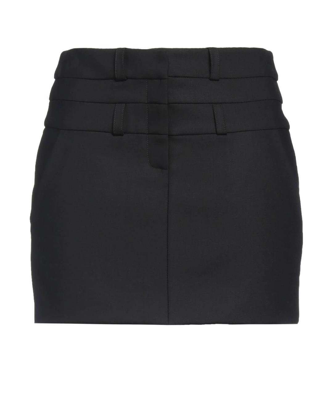 DAVID KOMA Черная шерстяная юбка мини, фото 1