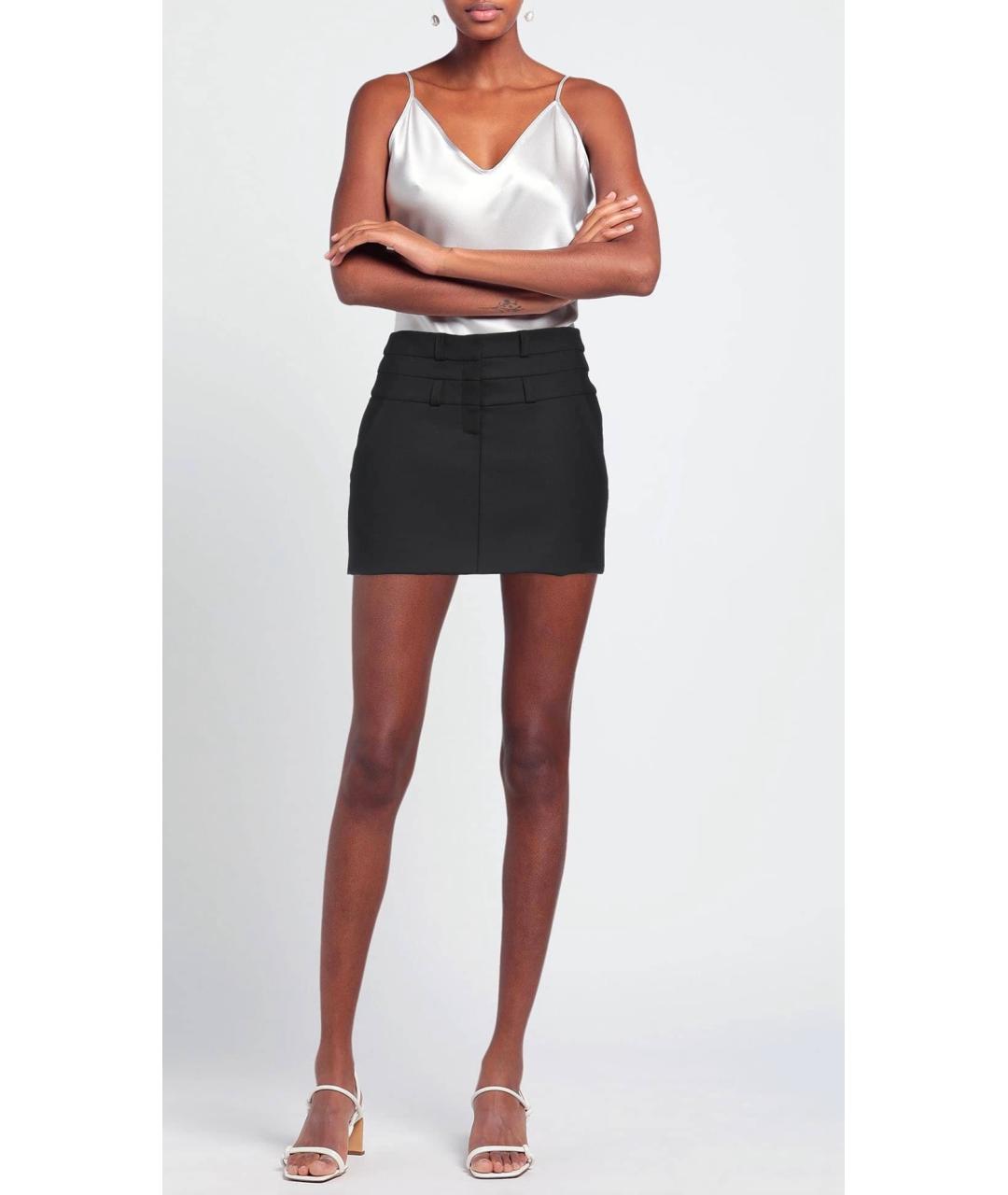 DAVID KOMA Черная шерстяная юбка мини, фото 2