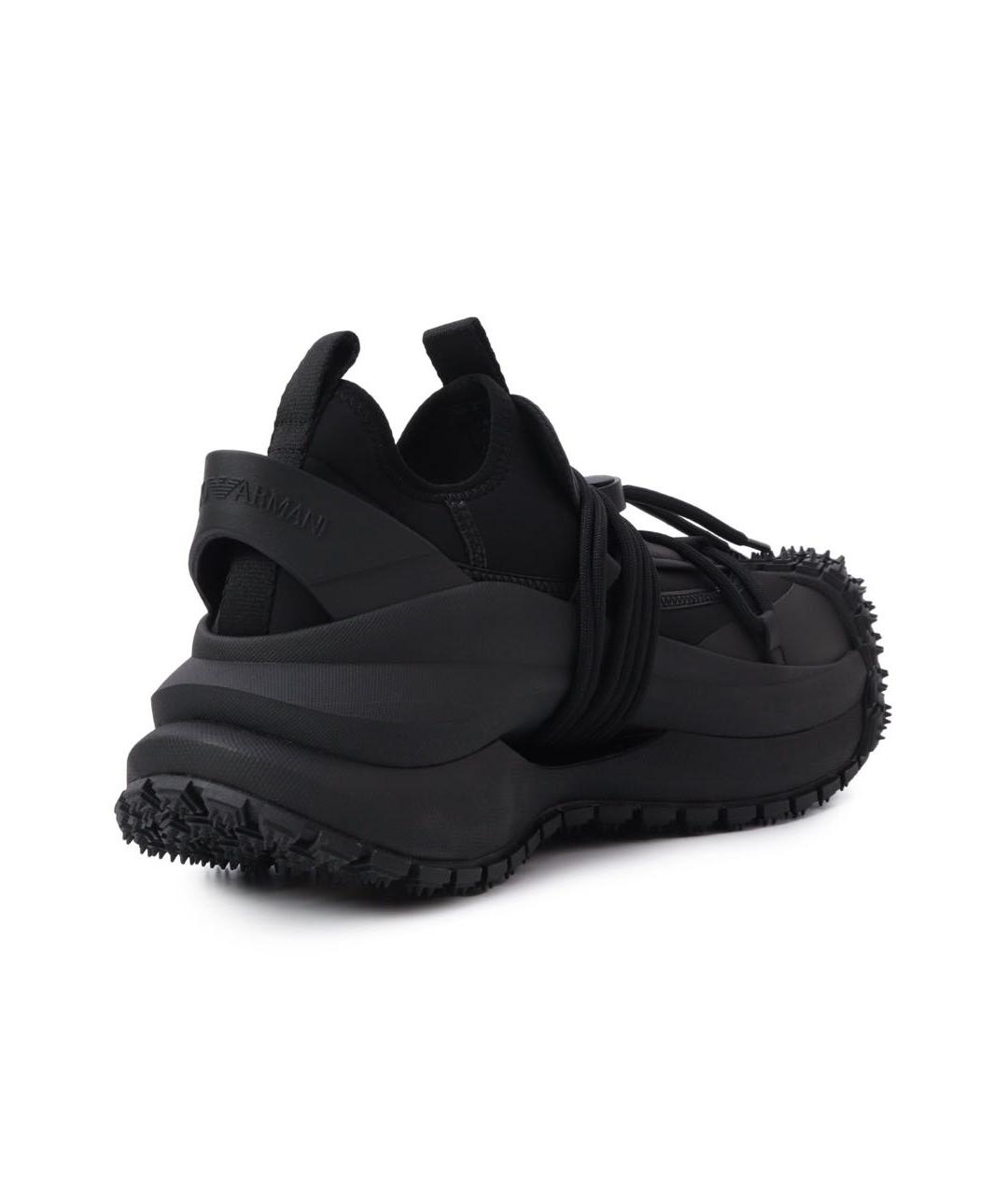 EMPORIO ARMANI Черные текстильные низкие кроссовки / кеды, фото 4