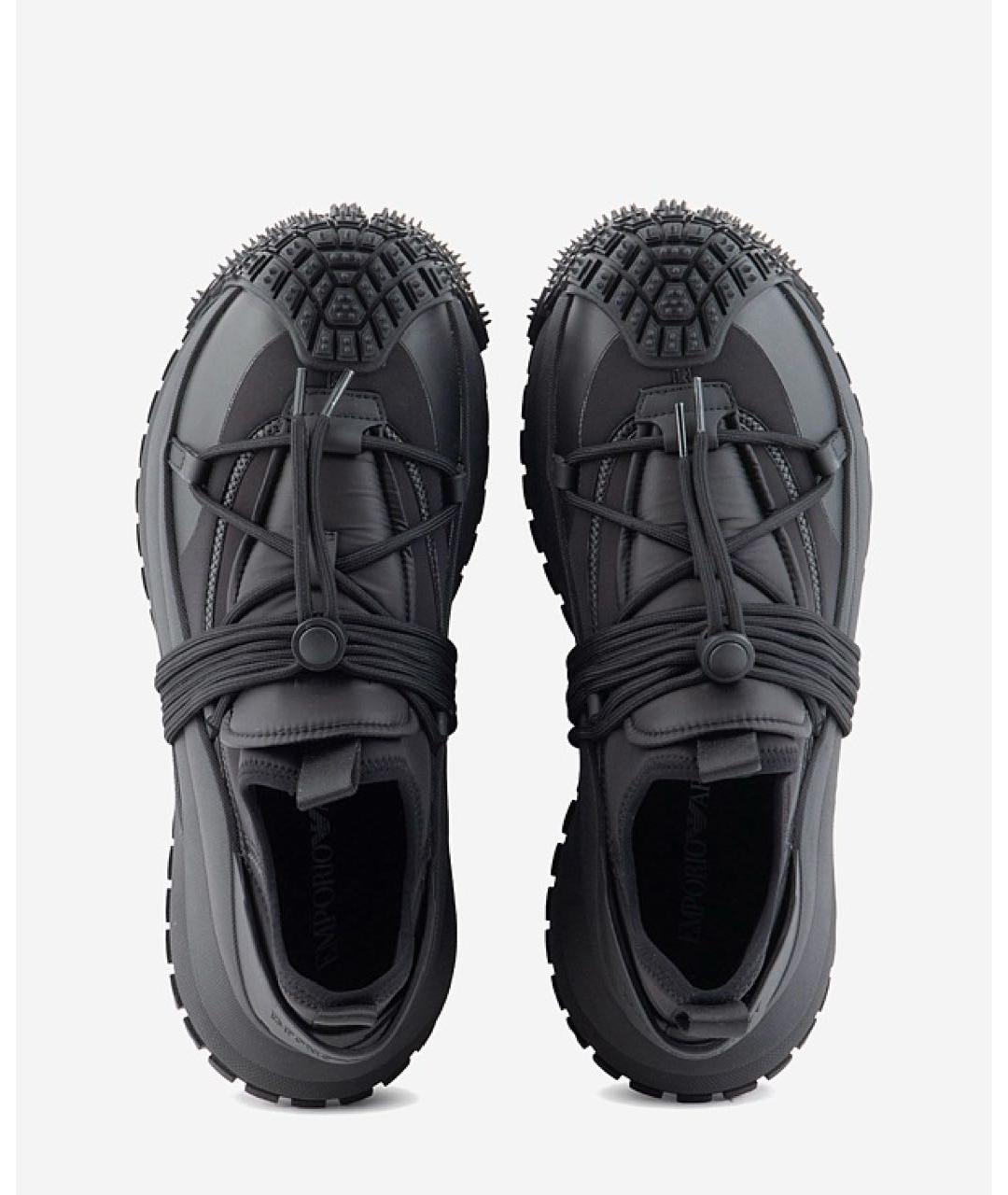 EMPORIO ARMANI Черные текстильные низкие кроссовки / кеды, фото 3