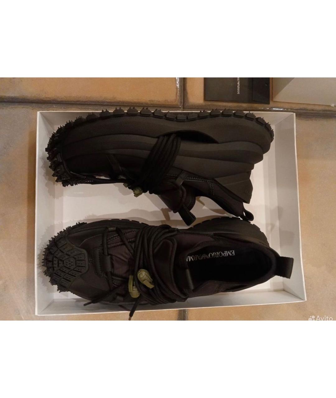 EMPORIO ARMANI Черные текстильные низкие кроссовки / кеды, фото 6