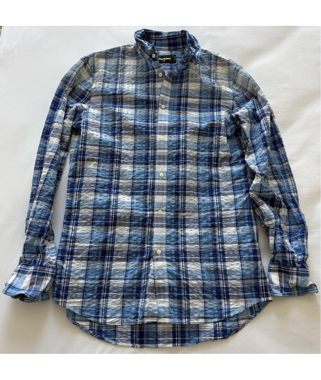 DSQUARED2 Синяя хлопковая кэжуал рубашка, фото 3