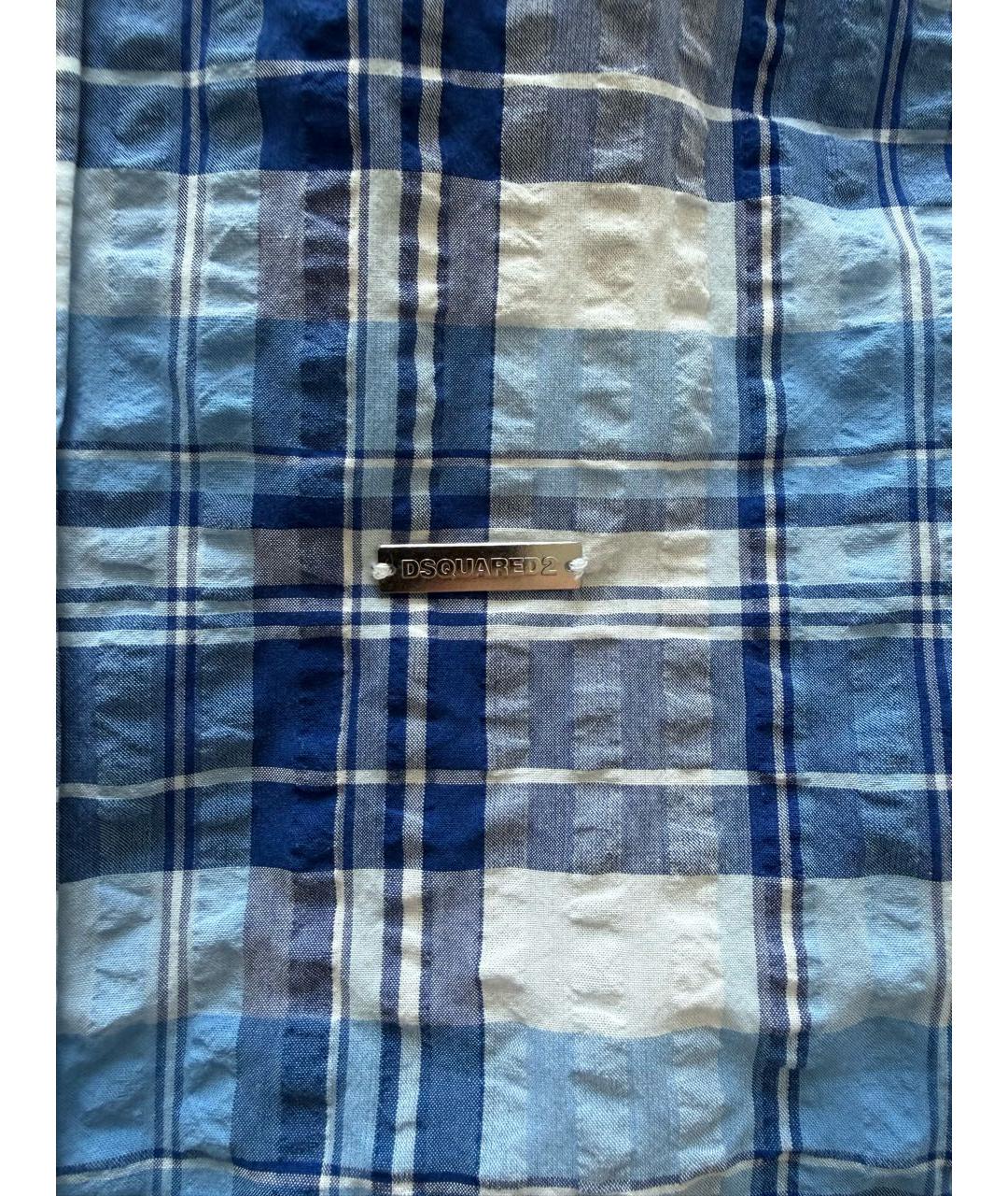 DSQUARED2 Синяя хлопковая кэжуал рубашка, фото 4
