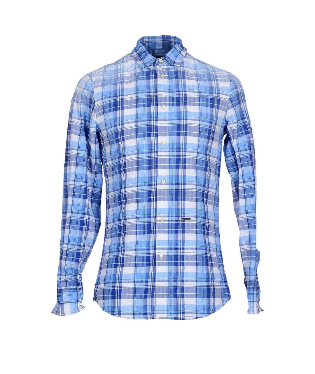 DSQUARED2 Синяя хлопковая кэжуал рубашка, фото 1