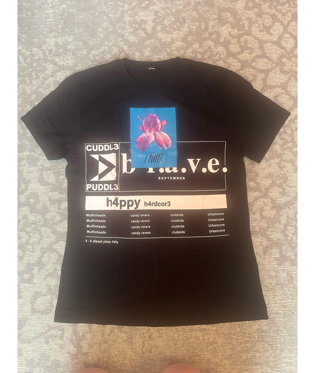 DIESEL Черная хлопковая футболка, фото 5