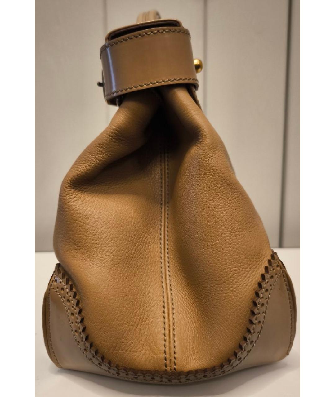 TOD'S Бежевая кожаная сумка с короткими ручками, фото 5