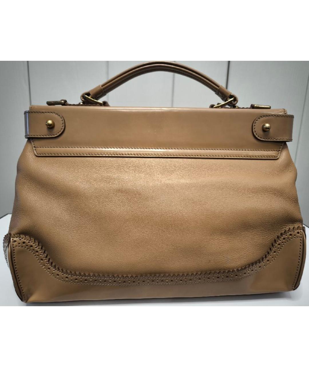 TOD'S Бежевая кожаная сумка с короткими ручками, фото 3