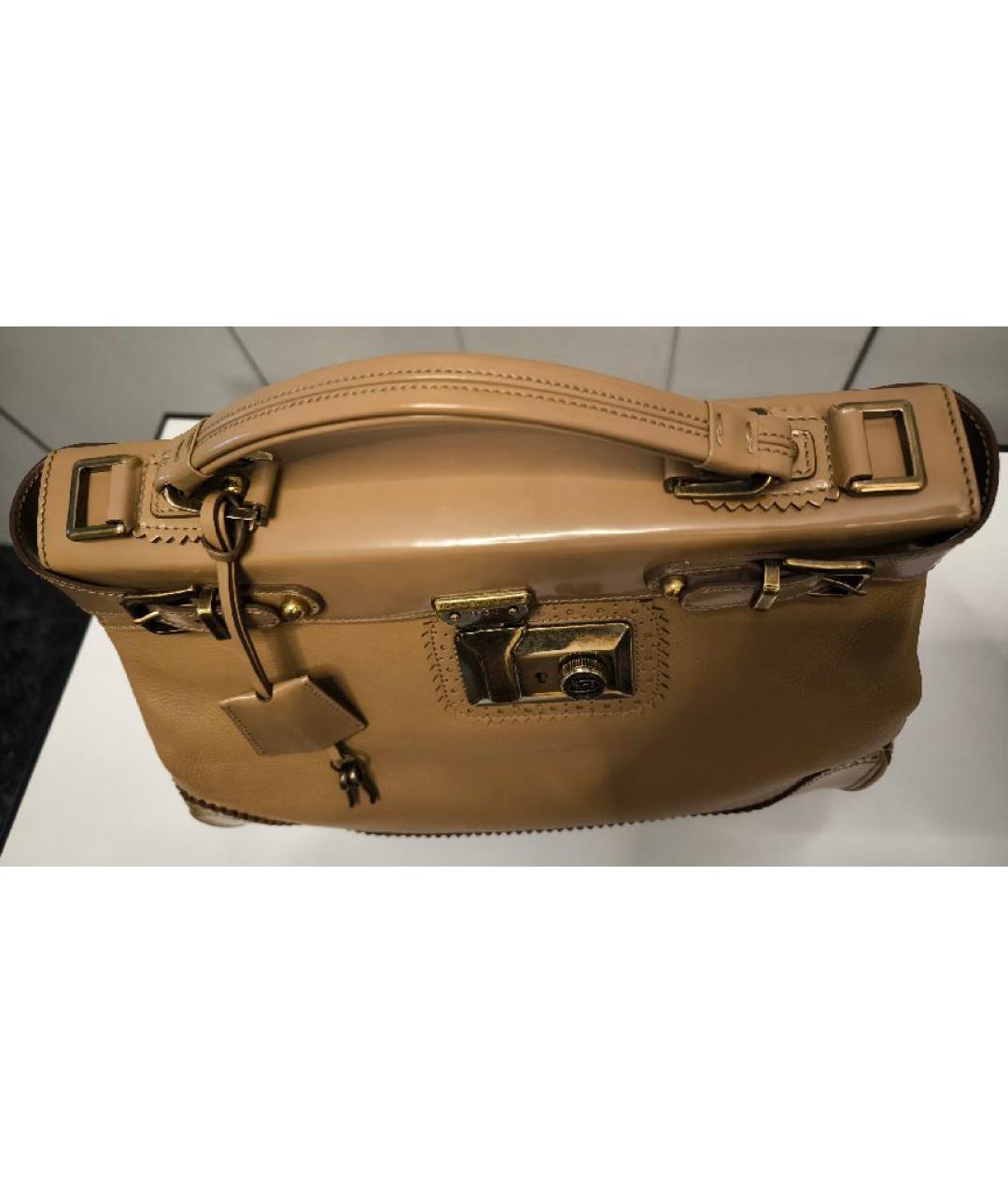 TOD'S Бежевая кожаная сумка с короткими ручками, фото 9