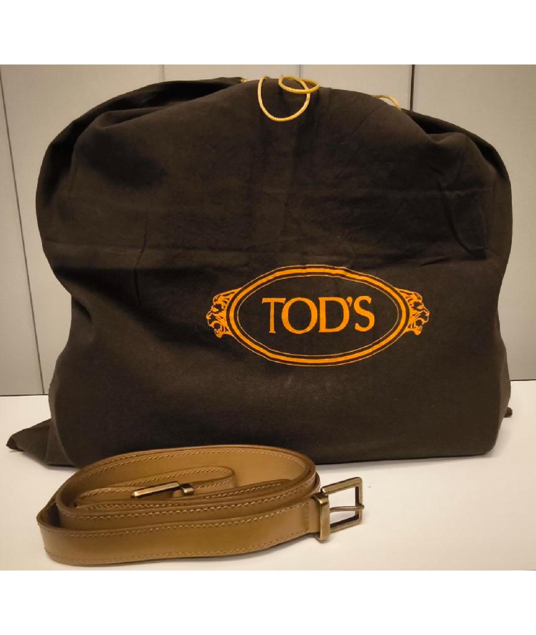 TOD'S Бежевая кожаная сумка с короткими ручками, фото 6