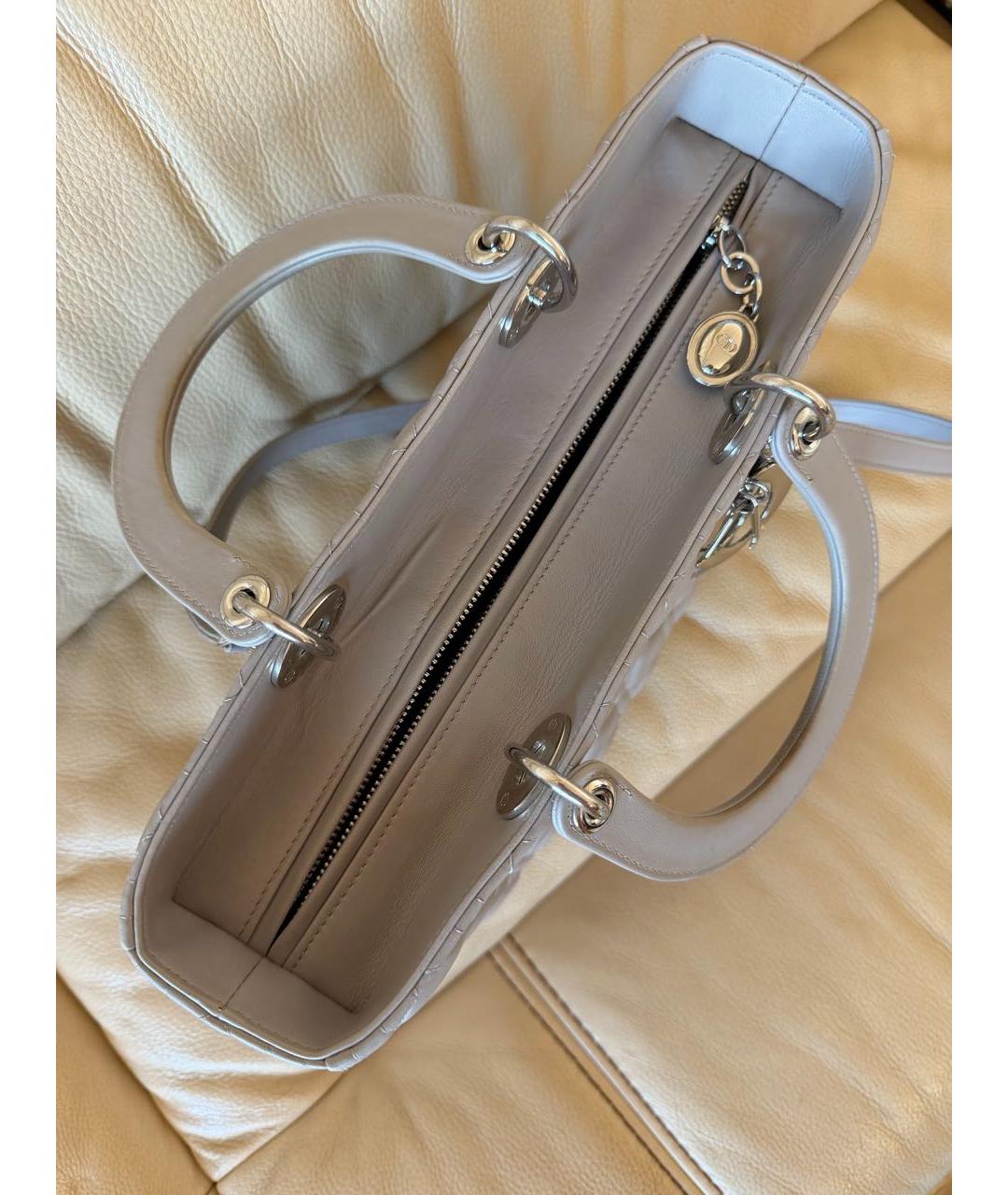 CHRISTIAN DIOR Бежевая кожаная сумка с короткими ручками, фото 4