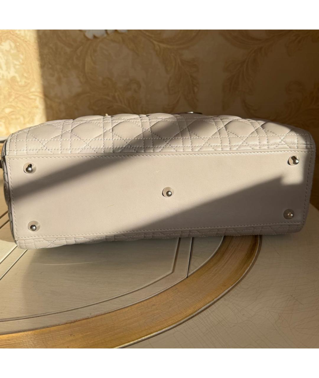 CHRISTIAN DIOR Бежевая кожаная сумка с короткими ручками, фото 8