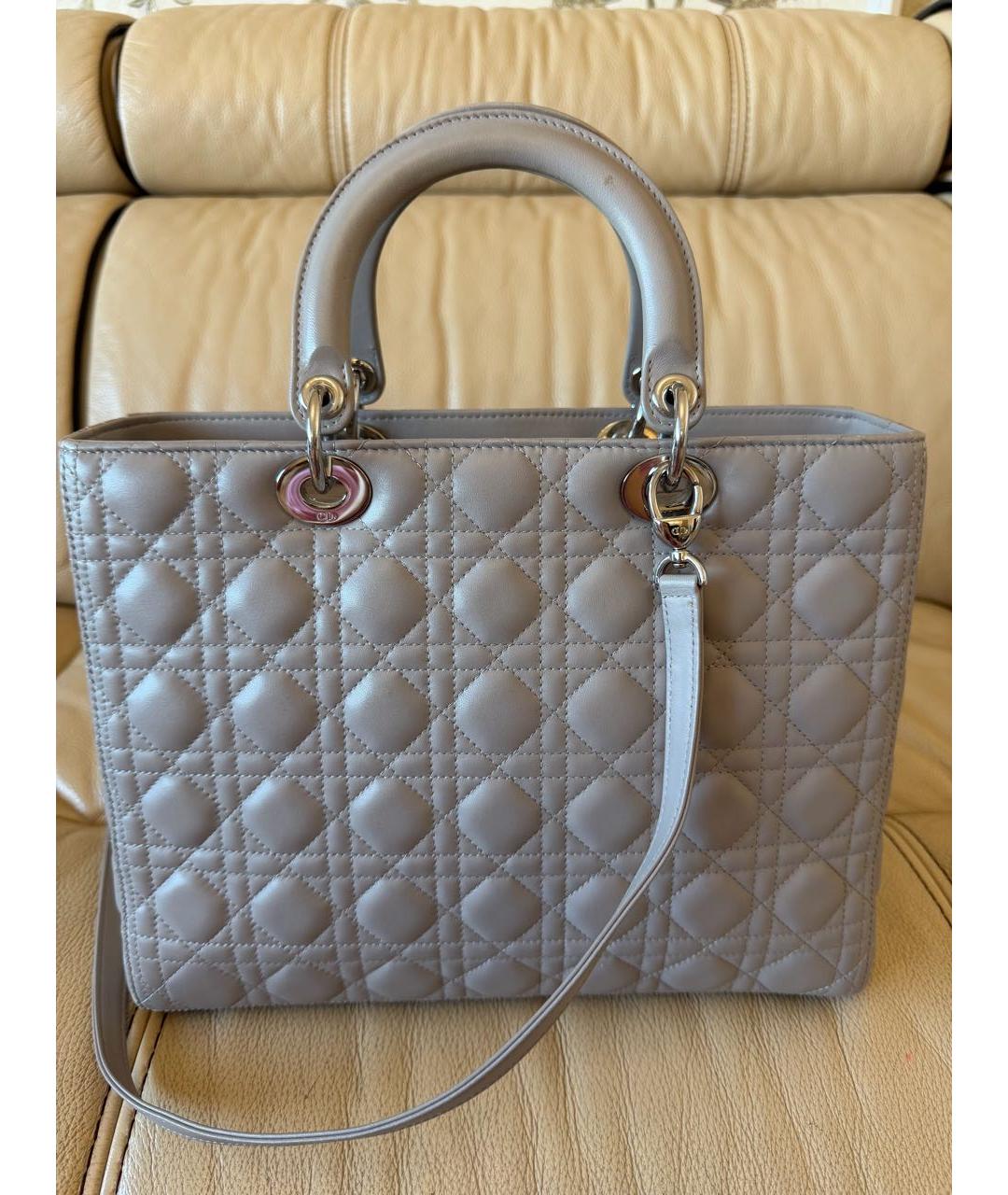 CHRISTIAN DIOR Бежевая кожаная сумка с короткими ручками, фото 3