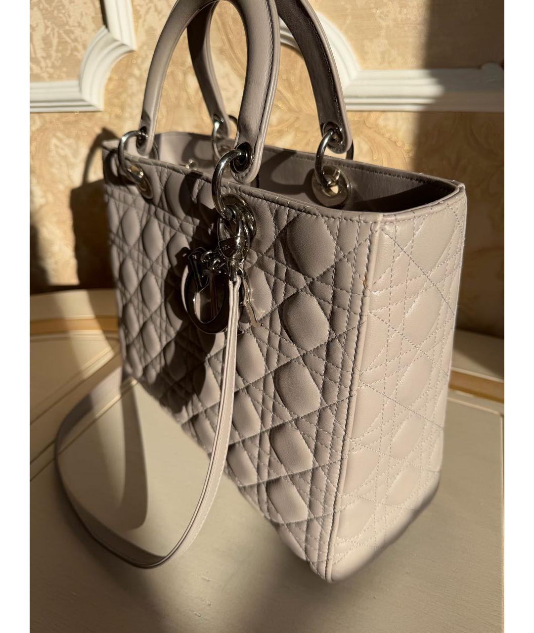 CHRISTIAN DIOR Бежевая кожаная сумка с короткими ручками, фото 7