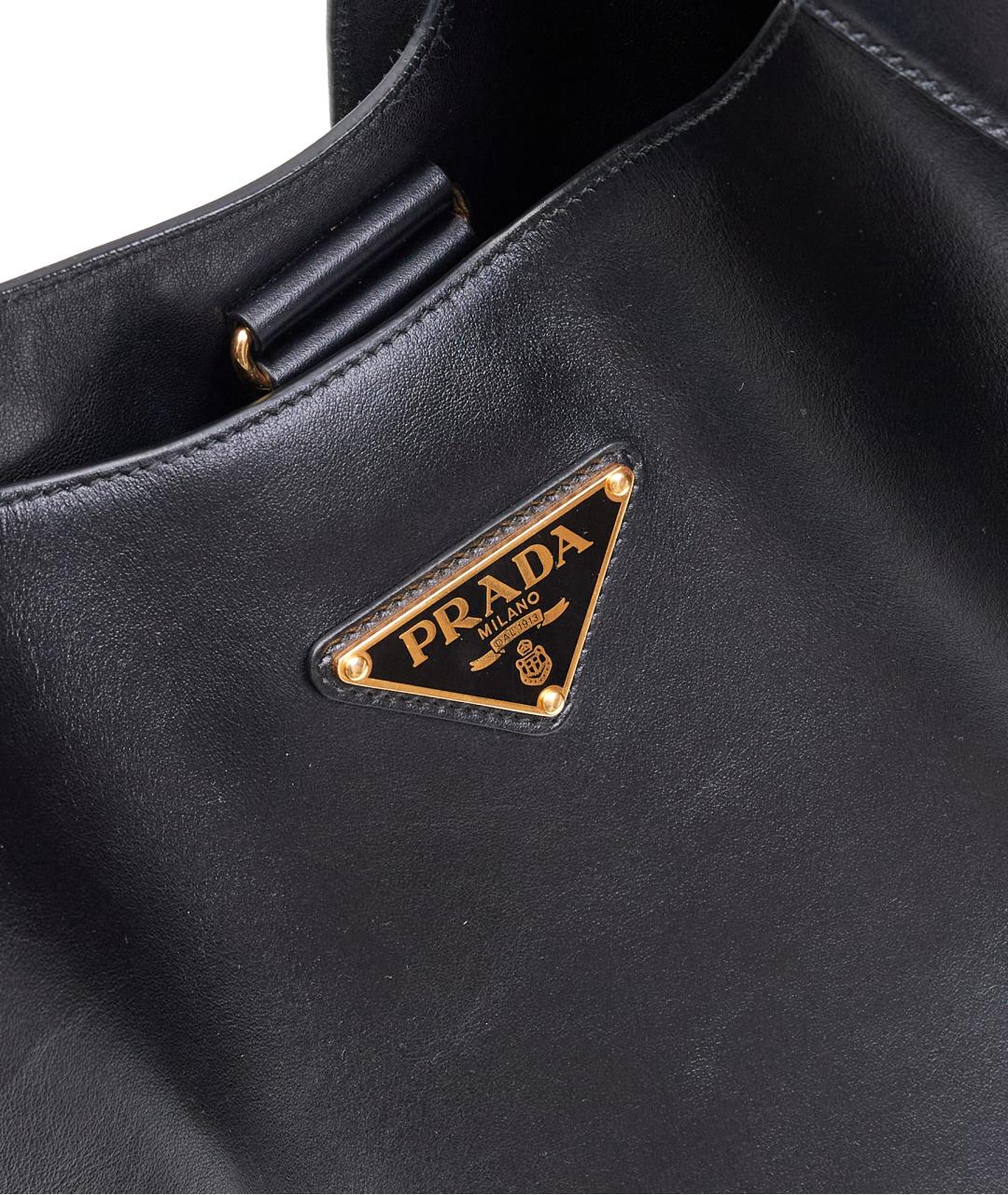 PRADA Черная кожаная сумка тоут, фото 5