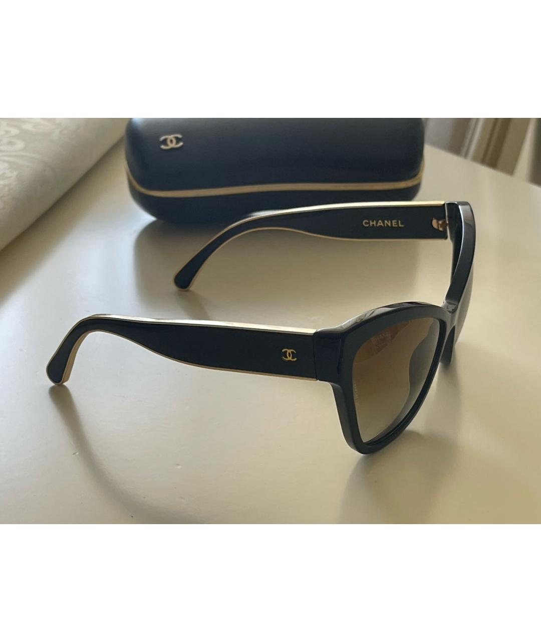 CHANEL Черные пластиковые солнцезащитные очки, фото 2