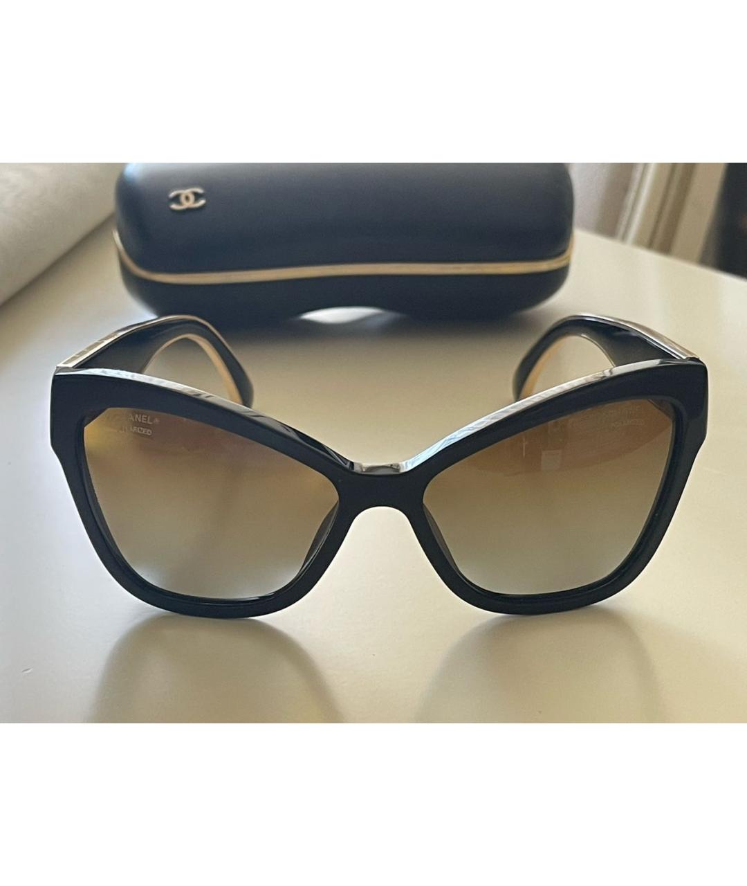 CHANEL Черные пластиковые солнцезащитные очки, фото 4