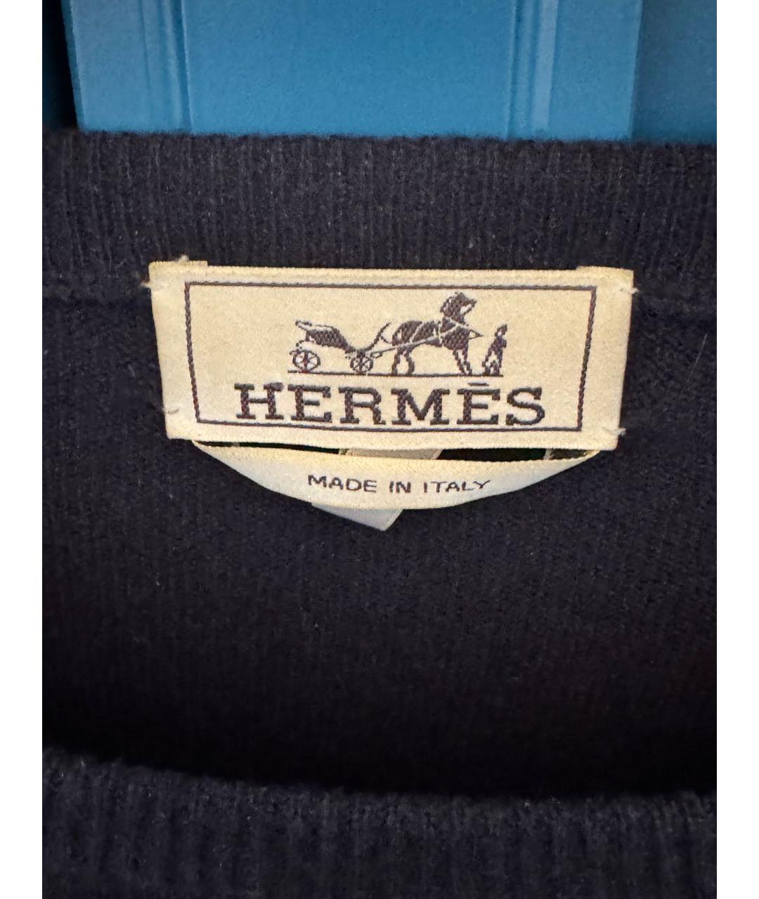 HERMES Темно-синий кашемировый джемпер / свитер, фото 3