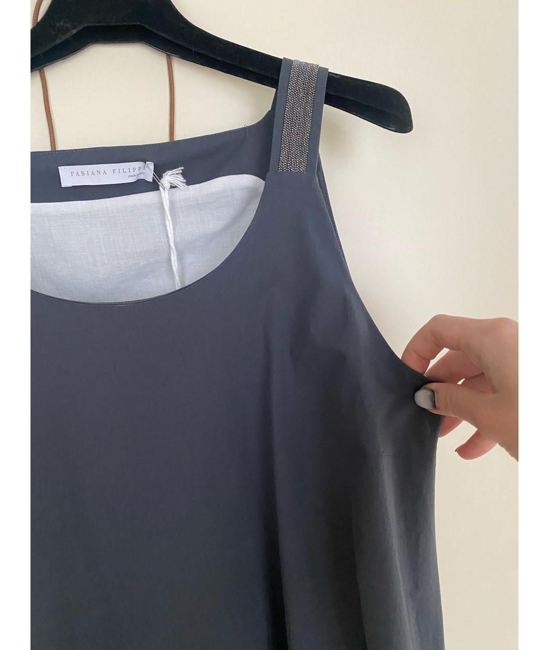 FABIANA FILIPPI Антрацитовый хлопко-эластановый сарафан, фото 7
