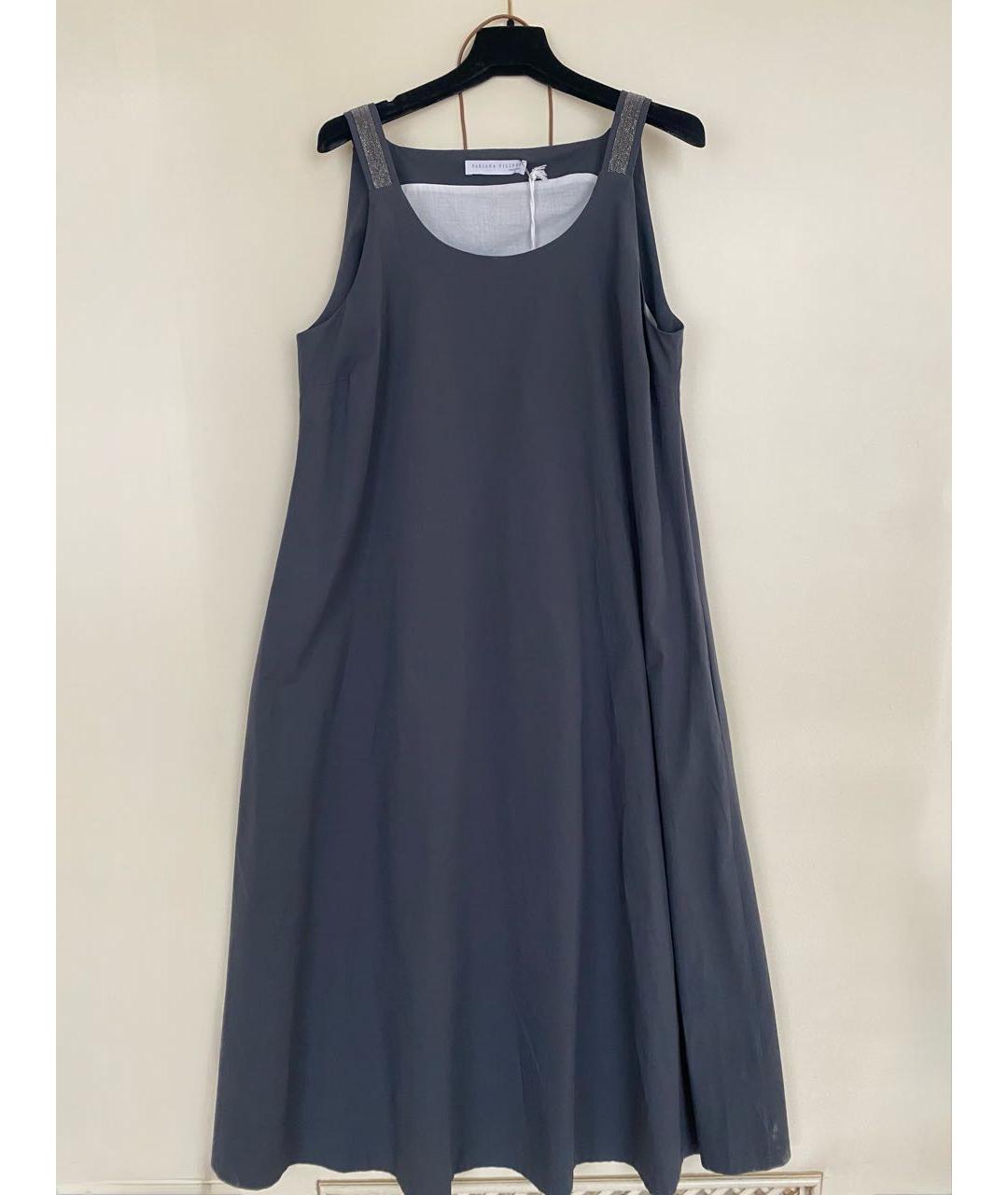 FABIANA FILIPPI Антрацитовый хлопко-эластановый сарафан, фото 6