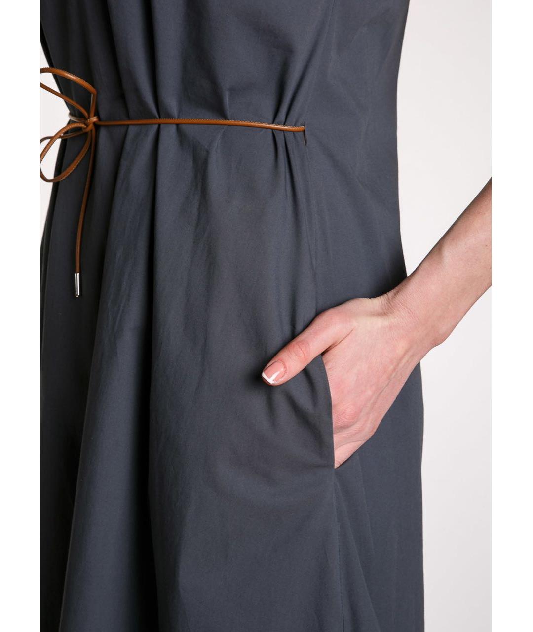 FABIANA FILIPPI Антрацитовый хлопко-эластановый сарафан, фото 5