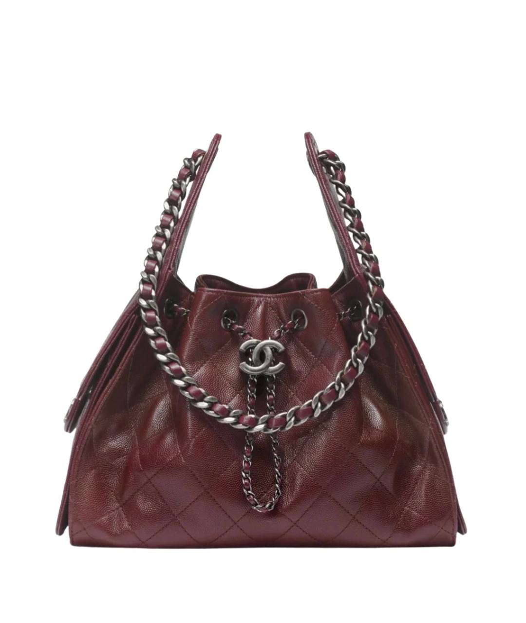 CHANEL Бордовая кожаная сумка через плечо, фото 1